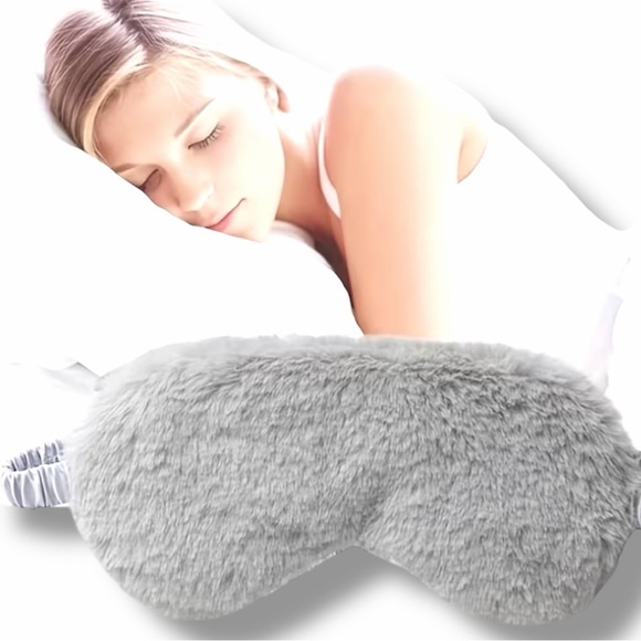 NWT Plush Satin Sleep Eye Mask Soft Faux Fur Adjustable l Eye Cover - Picture 6 of 8